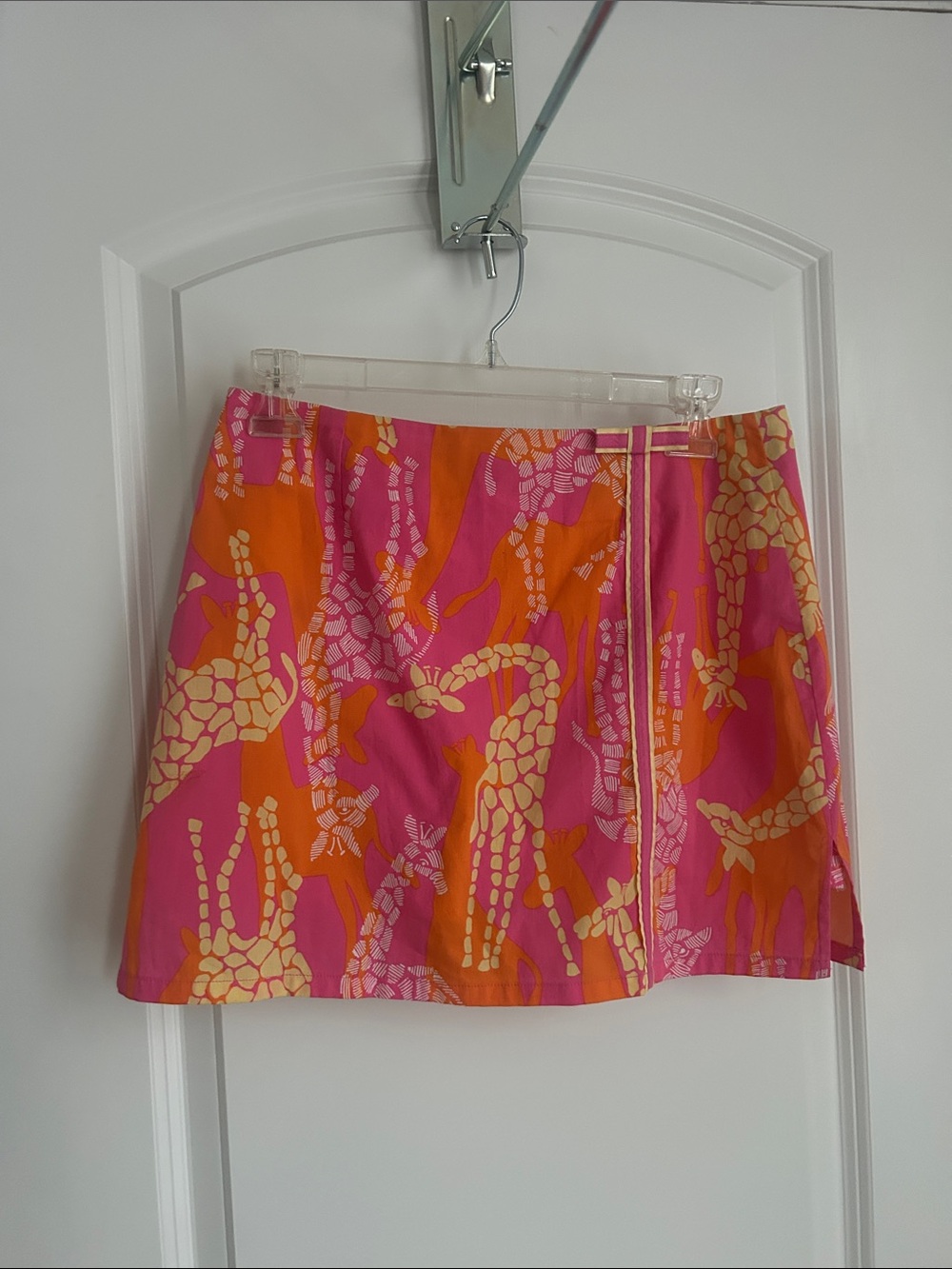 Lilly Pulitzer Hot Pink, Orange & Cream Giraffe-Print Mini Skirt